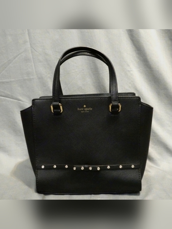 kate spade Handbags - KATE SPADE Laurel Way Black Leather Satchel with Diamond Studded Bow Detail